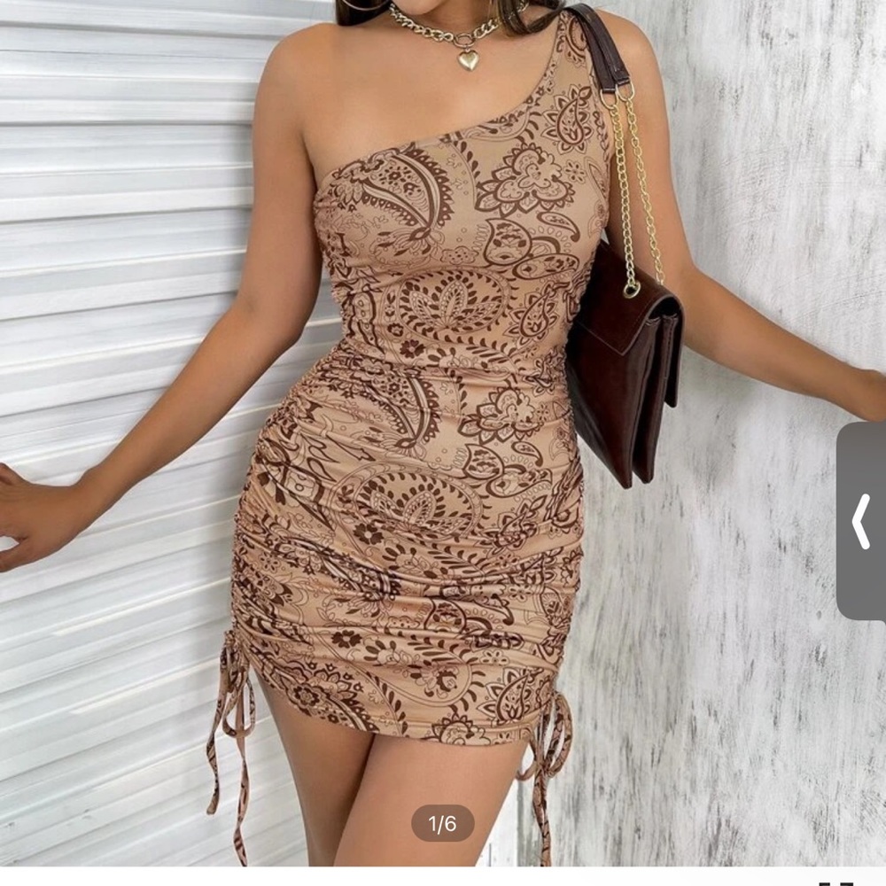 *NEW* shein one shoulder drawstring bodycon dress